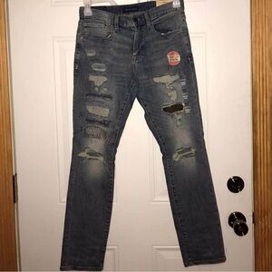 Aeropostale Men's Distressed Gray Skinny Jeans